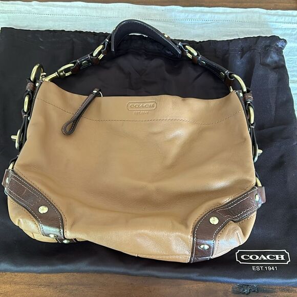 Coach Shoulder bag Impeccable Tan and brow gold hardware dust bag original - Picture 1 of 13
